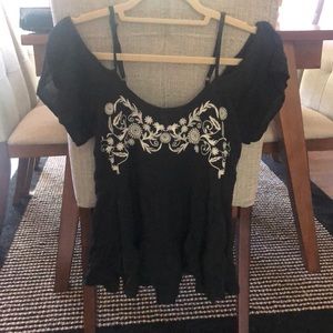 Dark green off the shoulder shirt